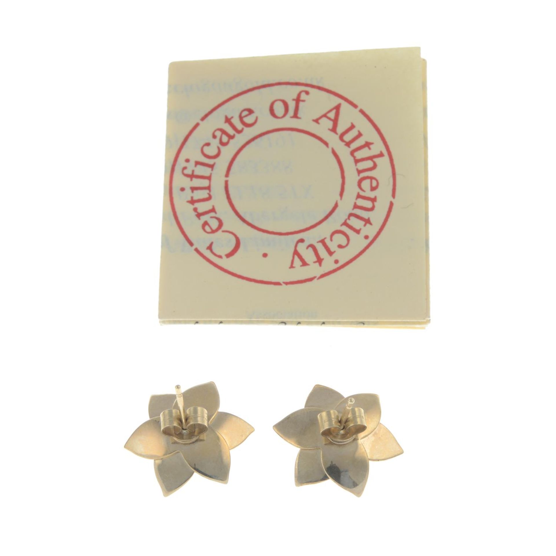 A pair of 9ct gold earrings, - Image 2 of 2