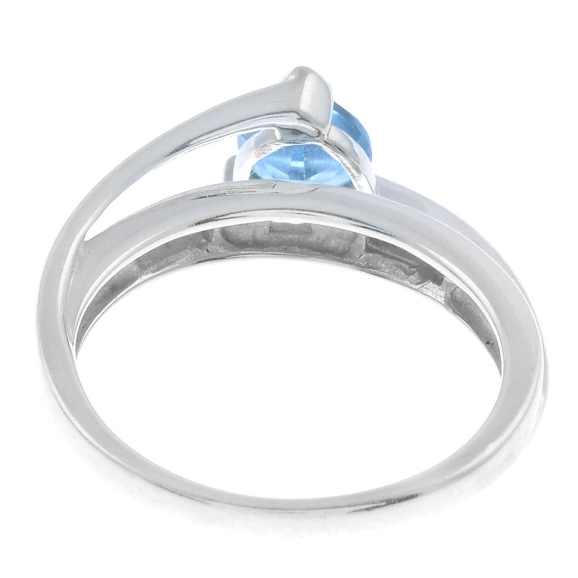 A blue topaz and diamond dress ring.Stamped 14K. - Image 4 of 6