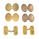 Late Victorian 15ct gold plain oval cufflinks,