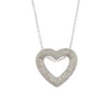 A diamond openwork heart pendant, with chain.Estimated total diamond weight 2cts.