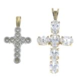 18ct gold brilliant-cut diamond cross pendant,