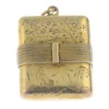 An early 20th century locket, with floral and bird motif.Length 3.4cms.