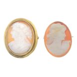 9ct gold cameo ring, band AF, hallmarks for 9ct gold, approximate ring size S, 2.5gms.