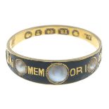 Mid Victorian 18ct gold black enamel memorial ring,