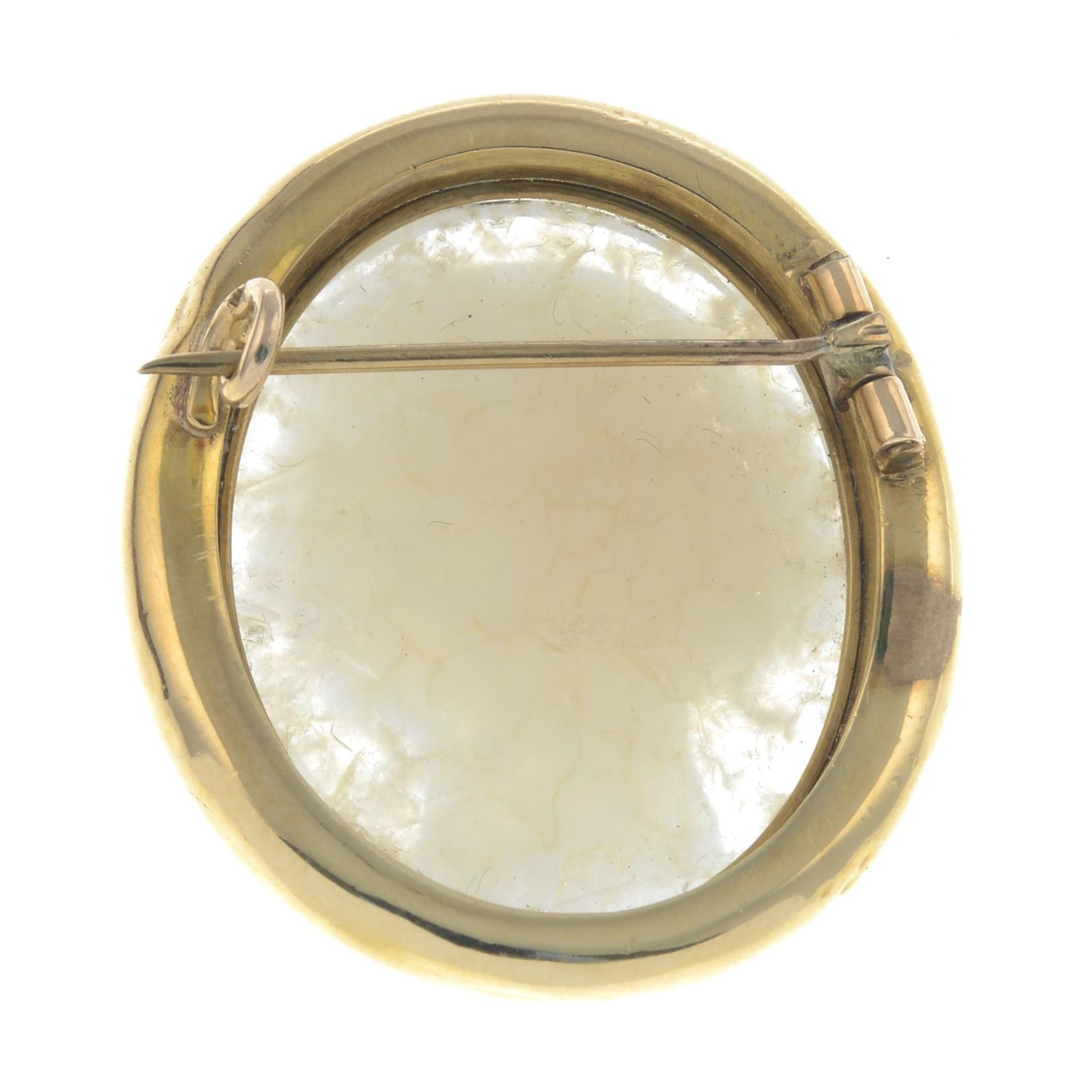 A late Victorian 18ct gold hardstone cameo brooch, depicting a lady in profile.Length 3.7cms. - Image 2 of 2
