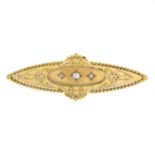 A late Victorian 15ct gold diamond brooch.Hallmarks for Birmingham, 1897.