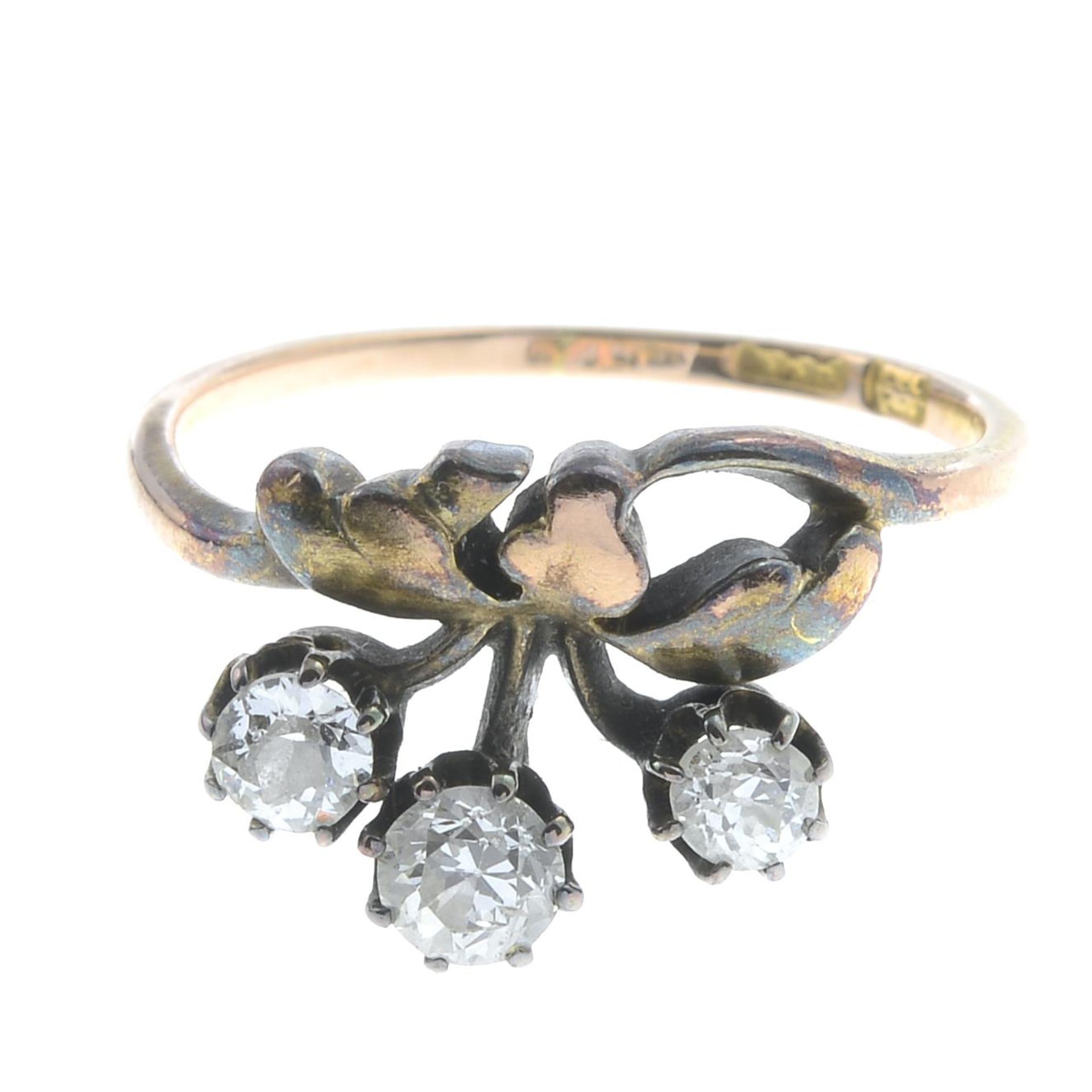 A diamond floral dress ring.Estimated total diamond weight 0.45ct, H-I colour, VS2-P1 clarity.