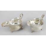 A pair of Edwardian silver sauce boats,