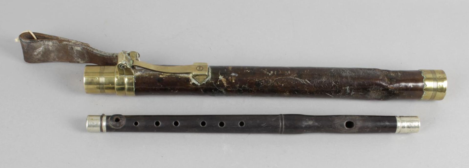 An unusual late 19th century ebony flute,