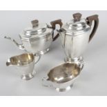 A 1930's silver four piece tea service,