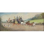 19th century English School - an oil painting depicting a horse drawn carriage,