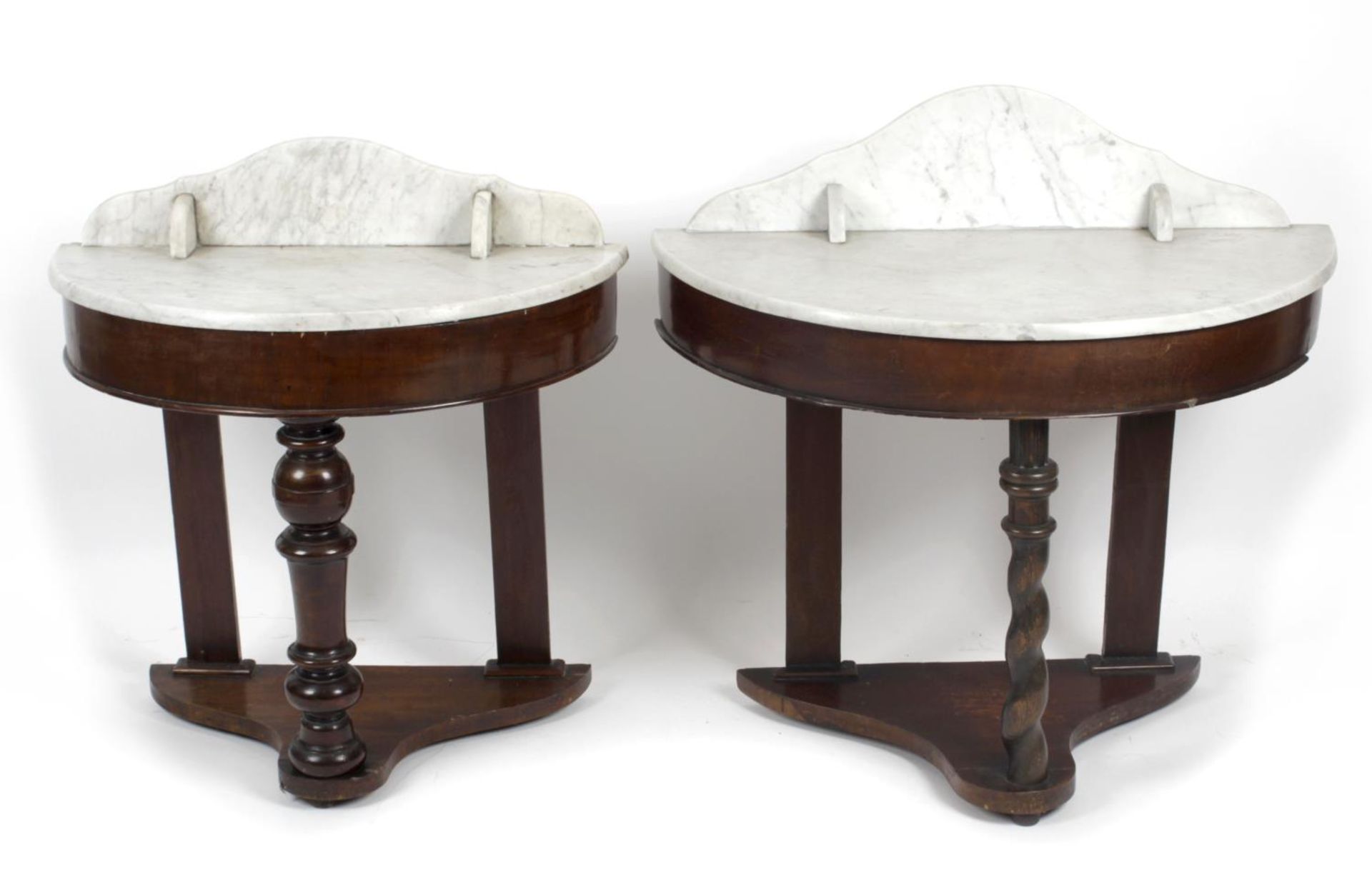 A mixed selection of assorted furniture to include two late Victorian mahogany marble topped wash