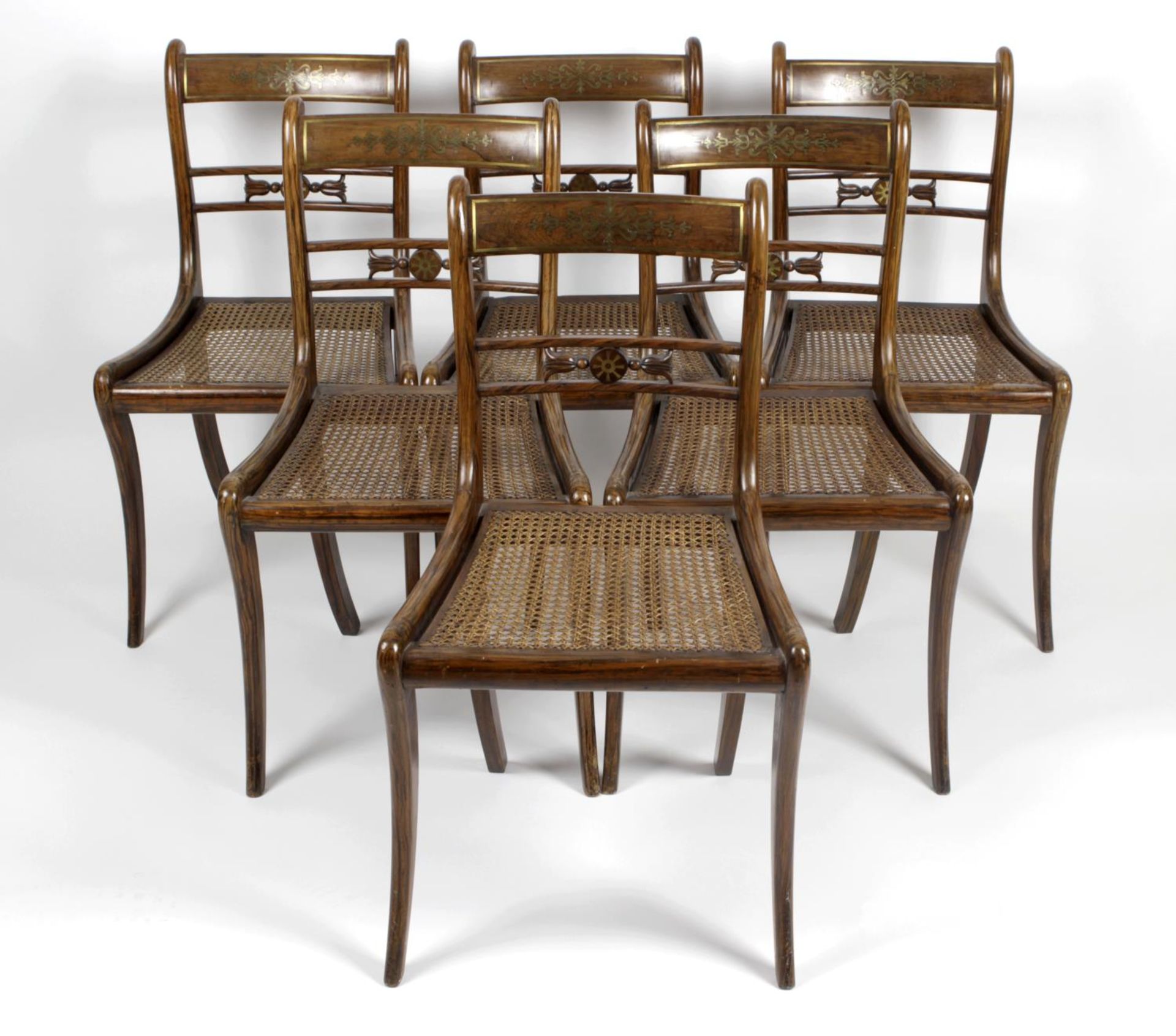 A set of 6 late Regency simulated rosewood dining room chairs,