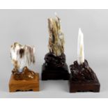A group of three oriental carved agate and hardstone specimens,