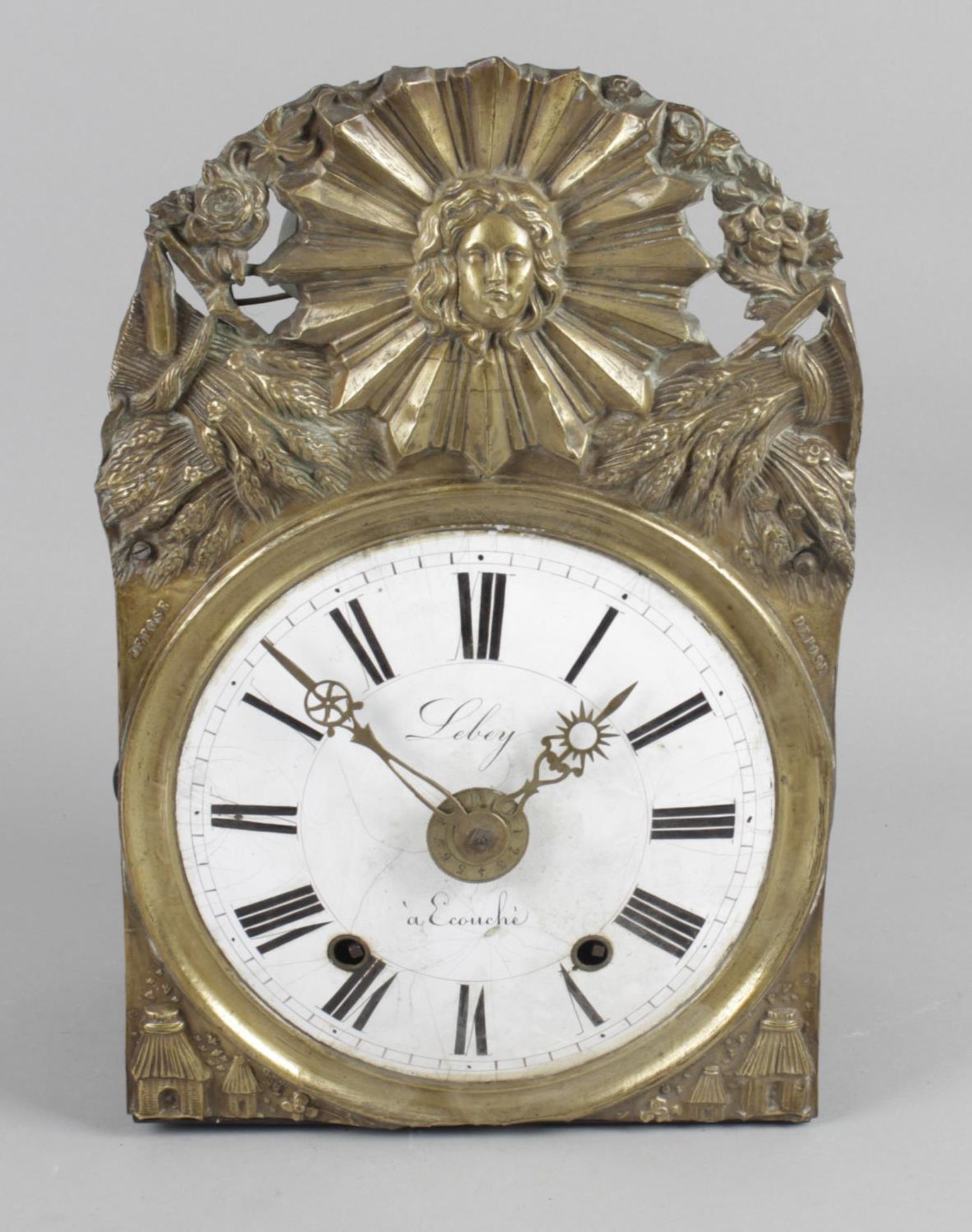 A 19th century French comtoise wall hanging weight driven clock,