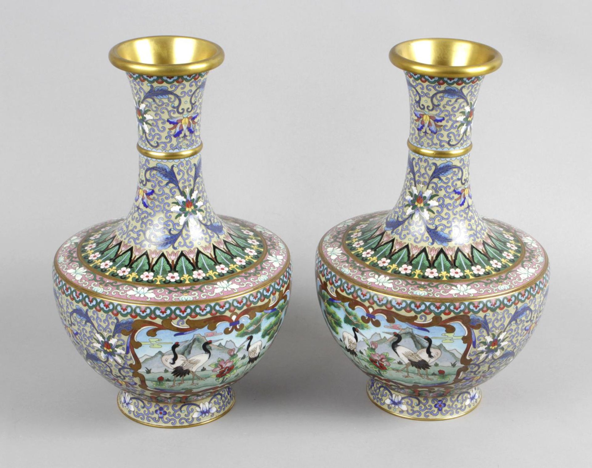 A pair of cloisonné vases,