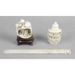 A 19th century carved ivory study of fruit,