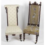 A Victorian rosewood framed prie-dieu chair,