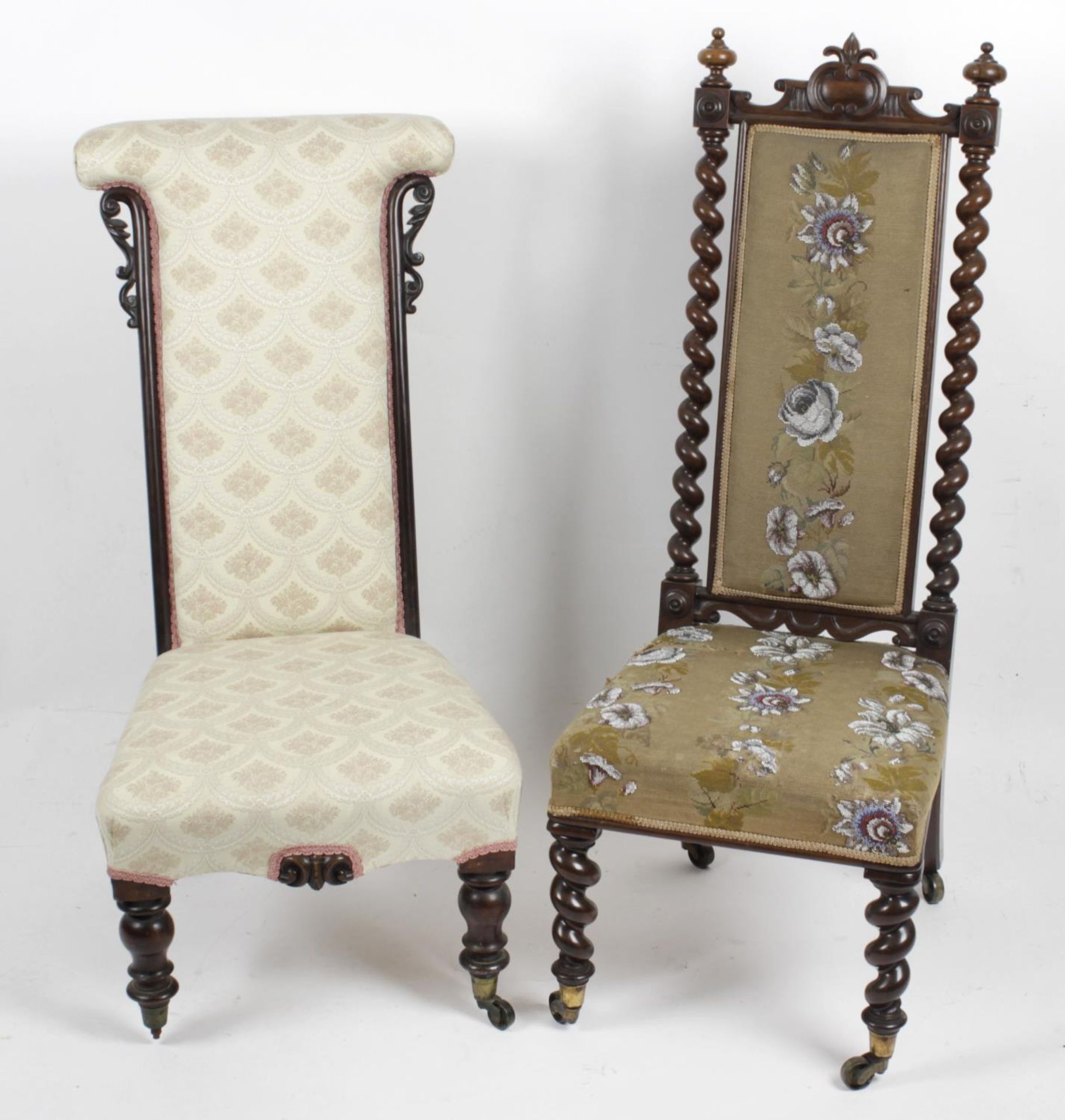 A Victorian rosewood framed prie-dieu chair,