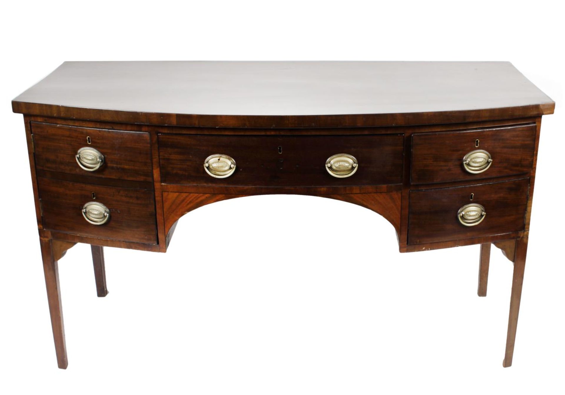 A mahogany D end dining room table,