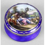 A Continental silver and enamelled trinket box.