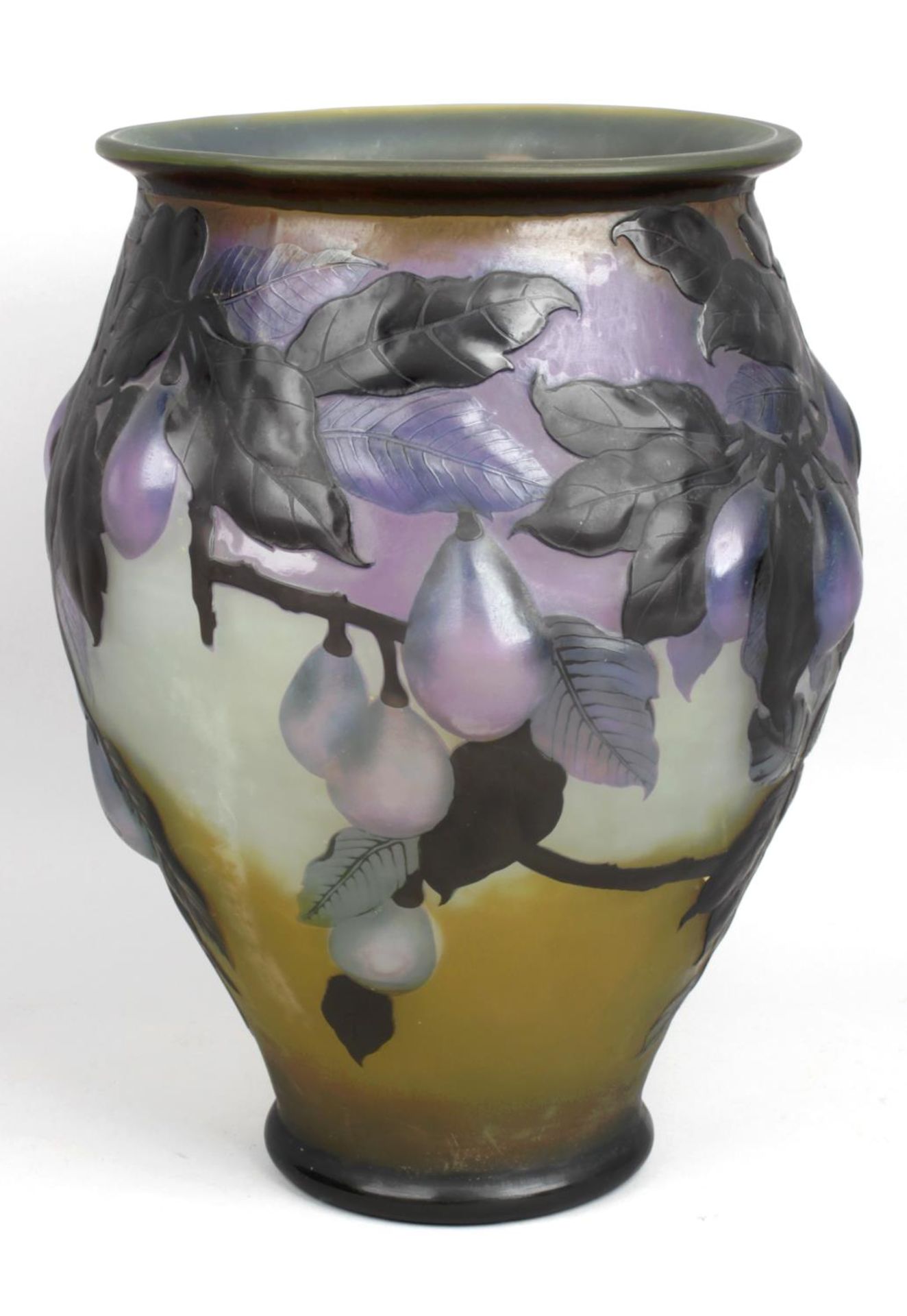 A reproduction Galle Art Nouveau style overlaid and cut glass vase,