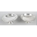 Two 1920's silver pedestal dishes of circular form,