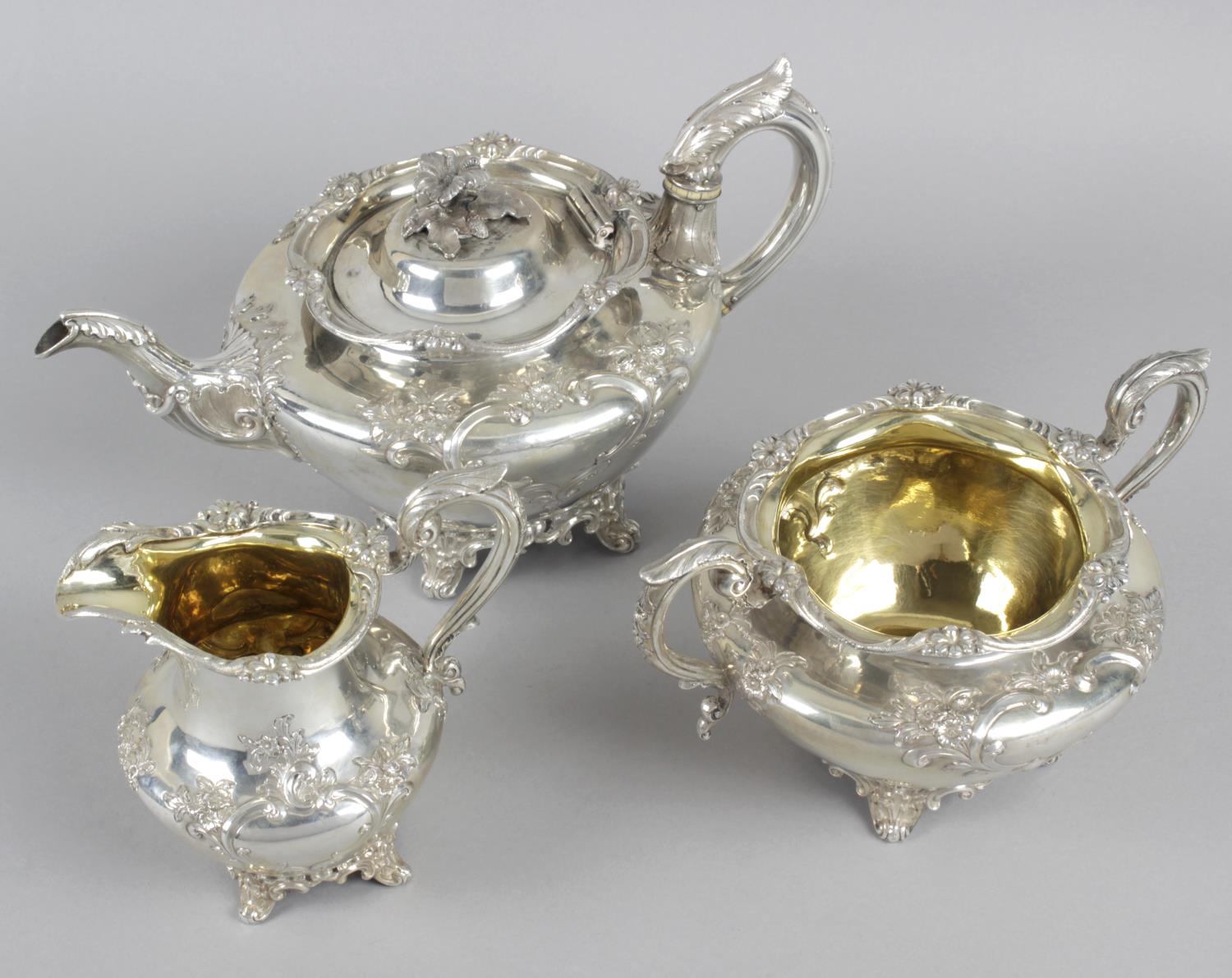 An early 19th century Scottish silver matched three piece tea service,