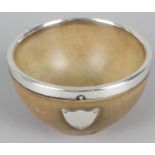 A small silver mounted mazer style wooden bowl,