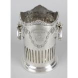 An Edwardian silver bottle holder by Mappin & Webb,