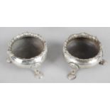 A pair of Edwardian silver cauldron salts,