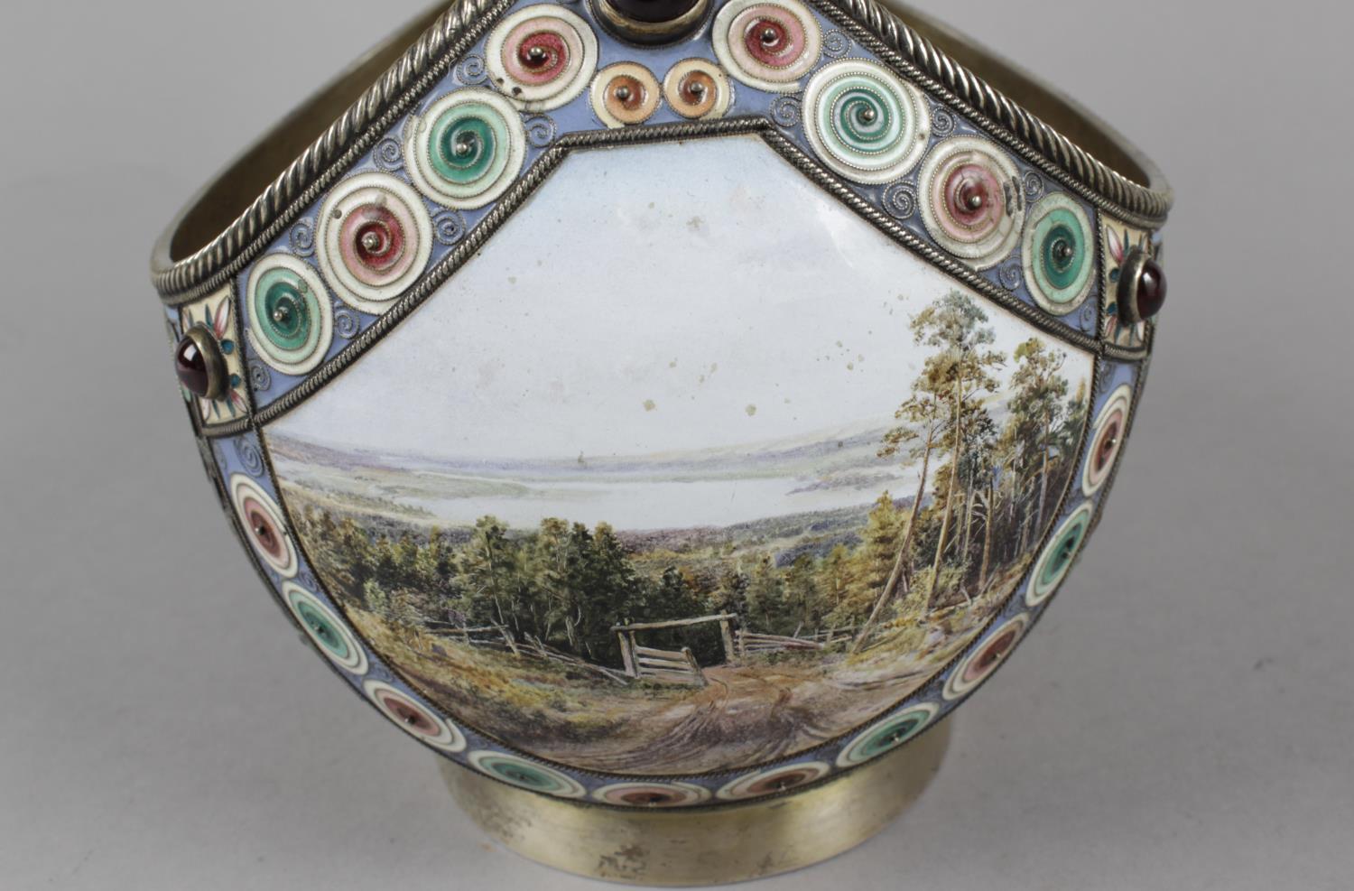 A late 20th century silver and enamel kovsh, - Image 6 of 9