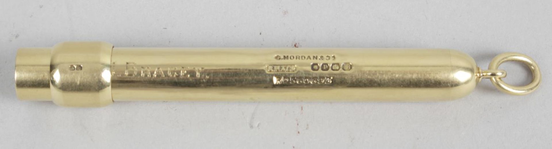 An Edwardian S Mordan & Co 18ct gold retractable pencil,