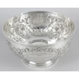 A late Victorian silver punch or rose bowl,