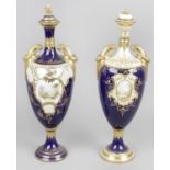 A pair of Sevres-style porcelain and gilt metal mounted twin-handled vases,