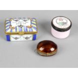 A small enamelled pill box and cover, impressed Gucci, together with another trinket box