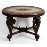 An early 20th century carved hardwood Anglo-Indian occasional table,