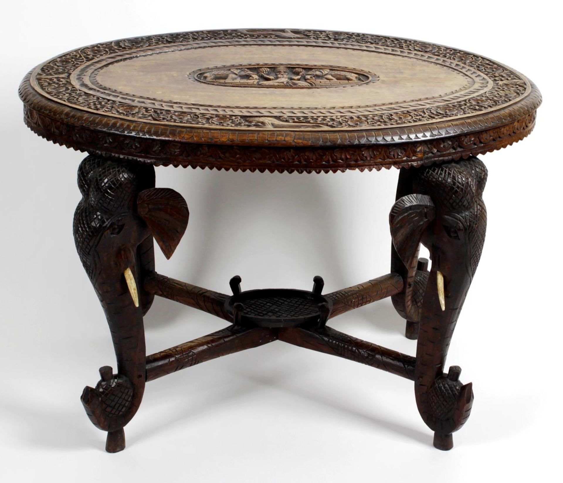 An early 20th century carved hardwood Anglo-Indian occasional table,