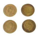 George V, Half-Sovereigns (4), 1911, 1912 (2), 1913 (S 4006).