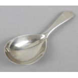 A George III silver caddy spoon, in Old English pattern.