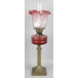 A late 19th century brass table lamp,