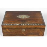 A late 19th century rosewood veneered jewellery box,