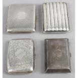 Four silver cigarette cases of various styles - all Birmingham 1883, 1918, 1925, and 1938.