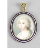 Abraham Daniel (1750 - 1806) - a late 18th century painted portrait miniature pendant,
