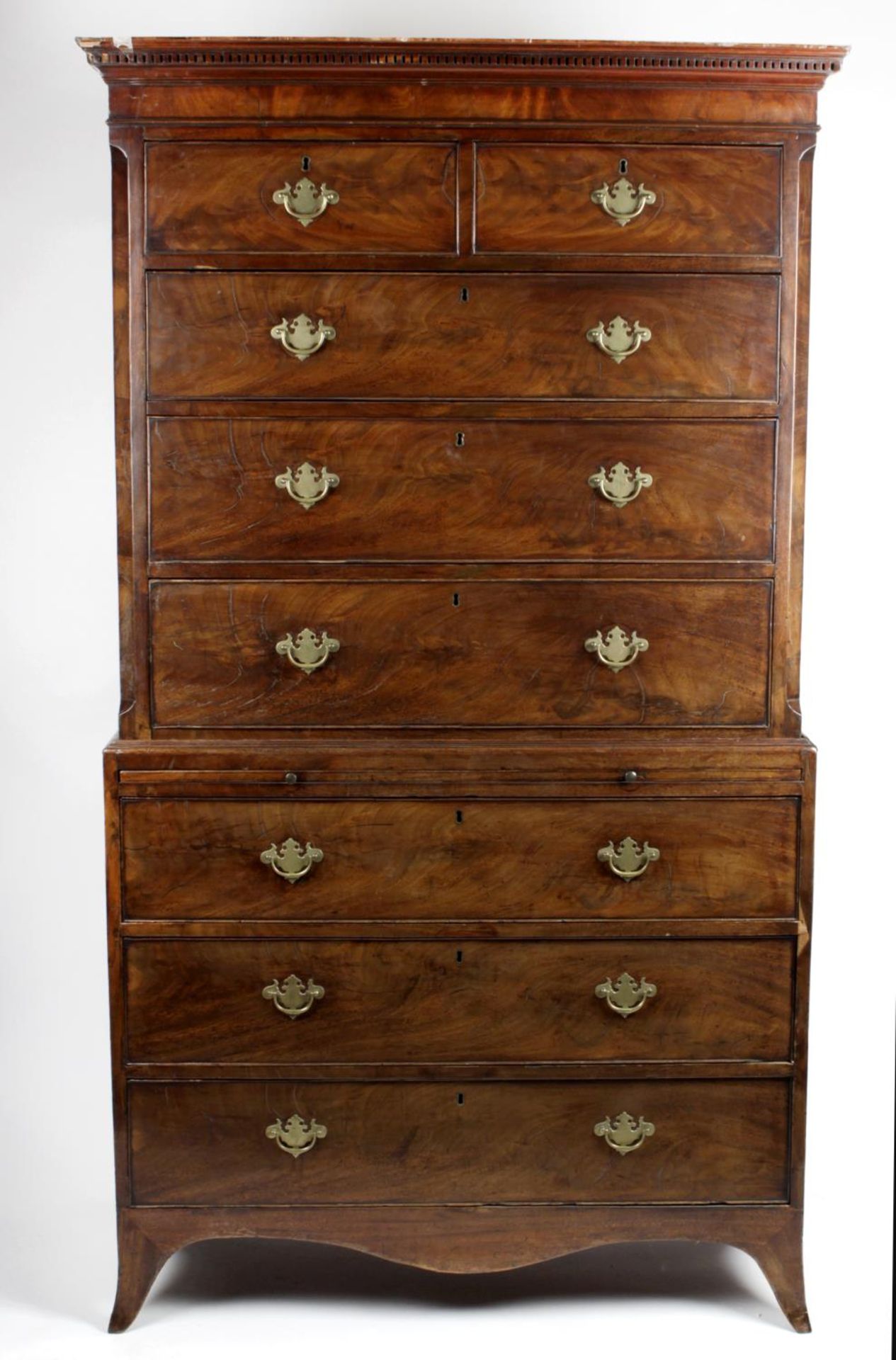 A 19th century mahogany chest on chest,