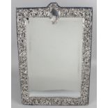 A large late Victorian silver mounted easel-back mirror,