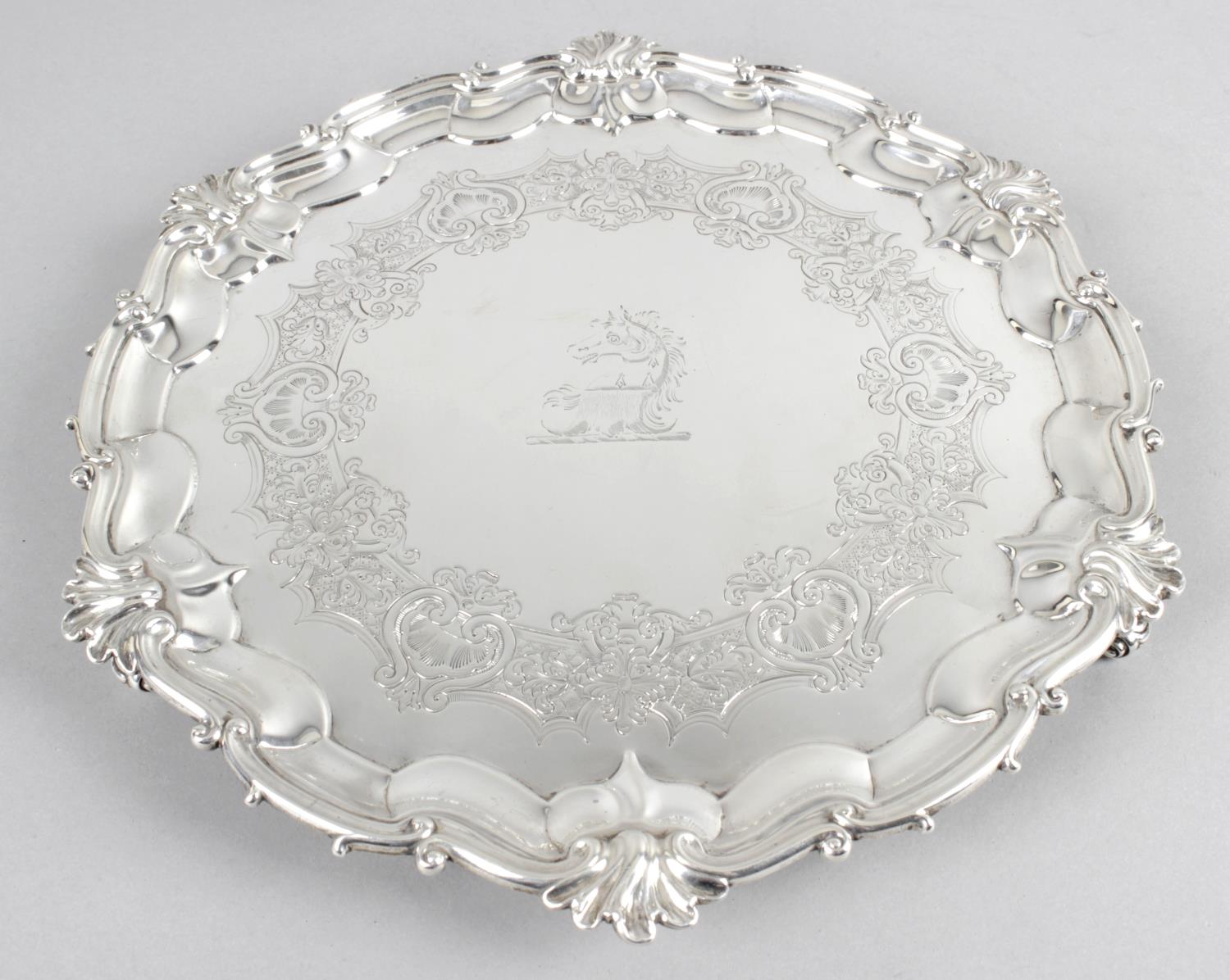 A Victorian silver round salver,