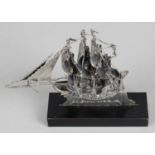 A early 20th century silver import model of a sailing ship,