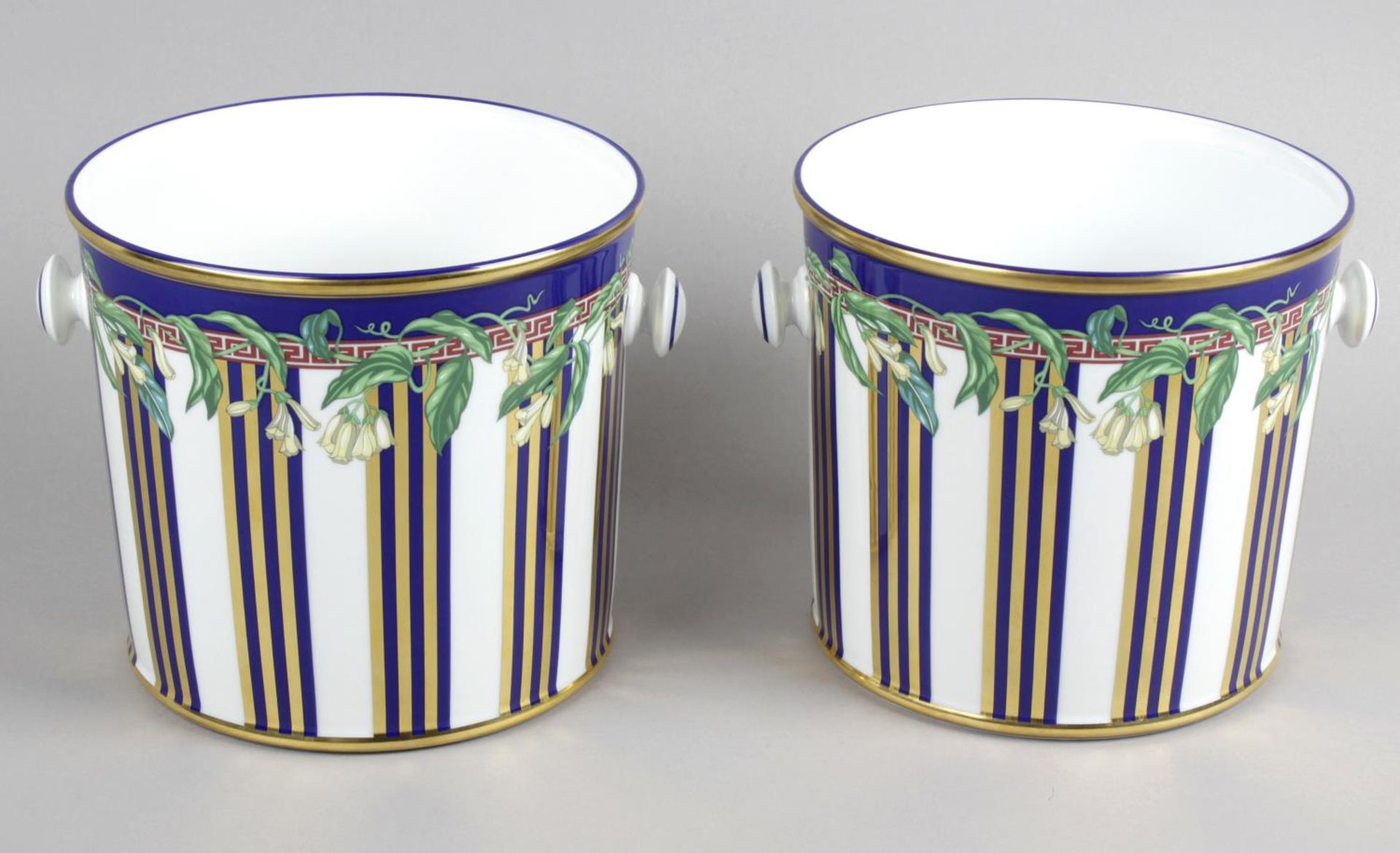 Elton John interest - a pair of Versace Rosenthal Wild Flora ice pails,