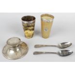 An assortment of silver items,